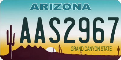 AZ license plate AAS2967