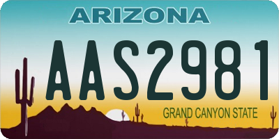 AZ license plate AAS2981