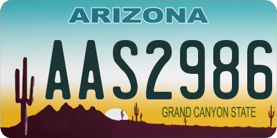 AZ license plate AAS2986