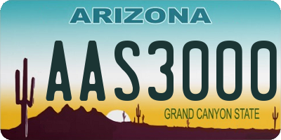 AZ license plate AAS3000