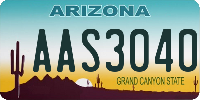 AZ license plate AAS3040