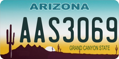 AZ license plate AAS3069