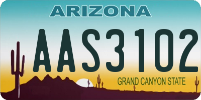 AZ license plate AAS3102