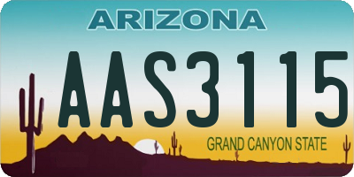 AZ license plate AAS3115