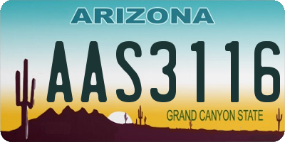 AZ license plate AAS3116
