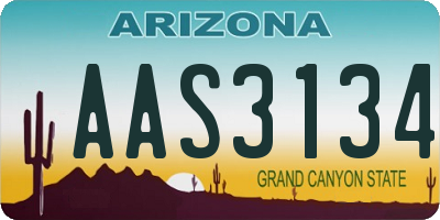 AZ license plate AAS3134