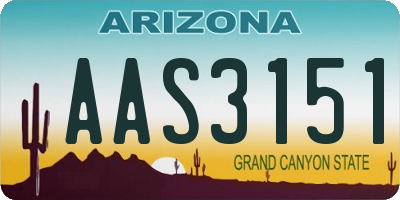 AZ license plate AAS3151