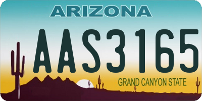 AZ license plate AAS3165