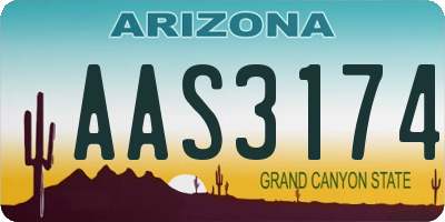 AZ license plate AAS3174