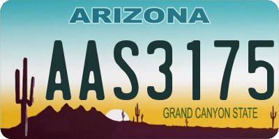AZ license plate AAS3175