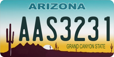 AZ license plate AAS3231