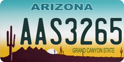 AZ license plate AAS3265