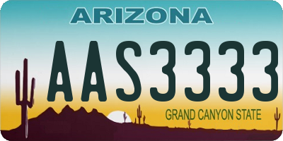 AZ license plate AAS3333