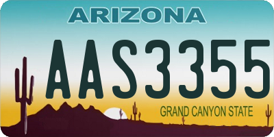 AZ license plate AAS3355