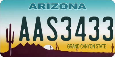 AZ license plate AAS3433