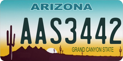 AZ license plate AAS3442