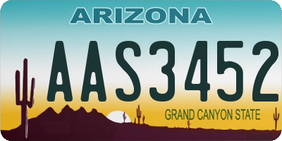 AZ license plate AAS3452
