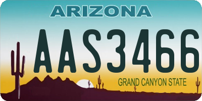 AZ license plate AAS3466