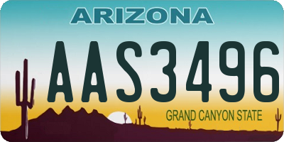 AZ license plate AAS3496