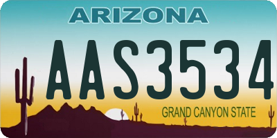 AZ license plate AAS3534