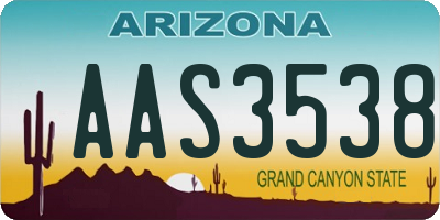 AZ license plate AAS3538