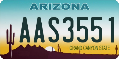 AZ license plate AAS3551