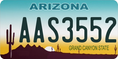 AZ license plate AAS3552