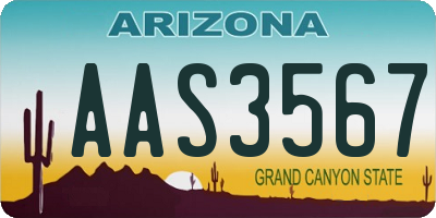 AZ license plate AAS3567