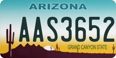 AZ license plate AAS3652