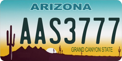 AZ license plate AAS3777