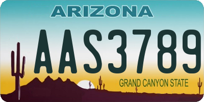 AZ license plate AAS3789