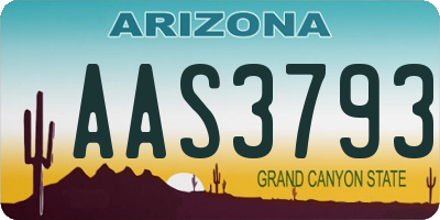 AZ license plate AAS3793