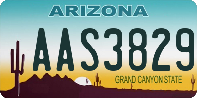 AZ license plate AAS3829