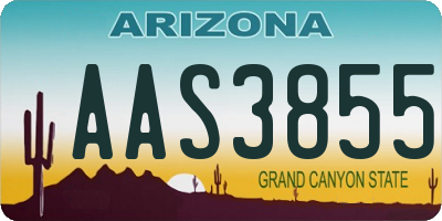 AZ license plate AAS3855