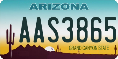 AZ license plate AAS3865