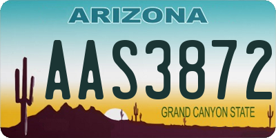 AZ license plate AAS3872
