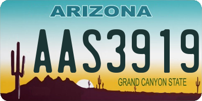 AZ license plate AAS3919
