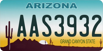 AZ license plate AAS3932