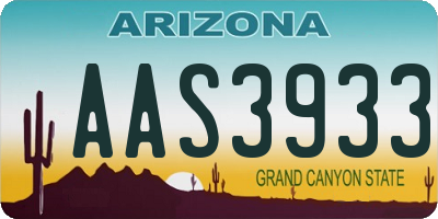 AZ license plate AAS3933