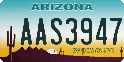 AZ license plate AAS3947