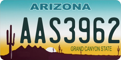 AZ license plate AAS3962