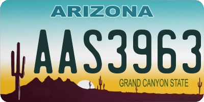 AZ license plate AAS3963