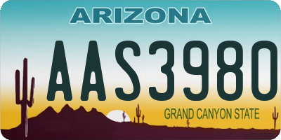 AZ license plate AAS3980