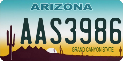 AZ license plate AAS3986