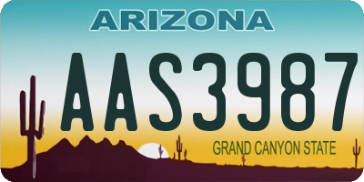 AZ license plate AAS3987
