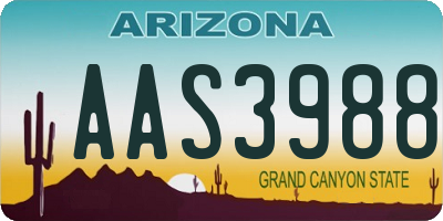 AZ license plate AAS3988