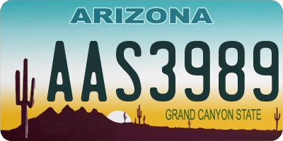 AZ license plate AAS3989