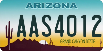 AZ license plate AAS4012