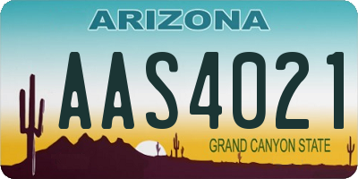 AZ license plate AAS4021