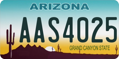 AZ license plate AAS4025